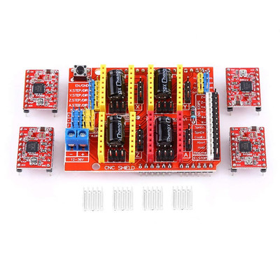 V3.0 CNC Shield Extension Board, 4PCS A4988 Stepper Motor Driver with 4PCS Heat