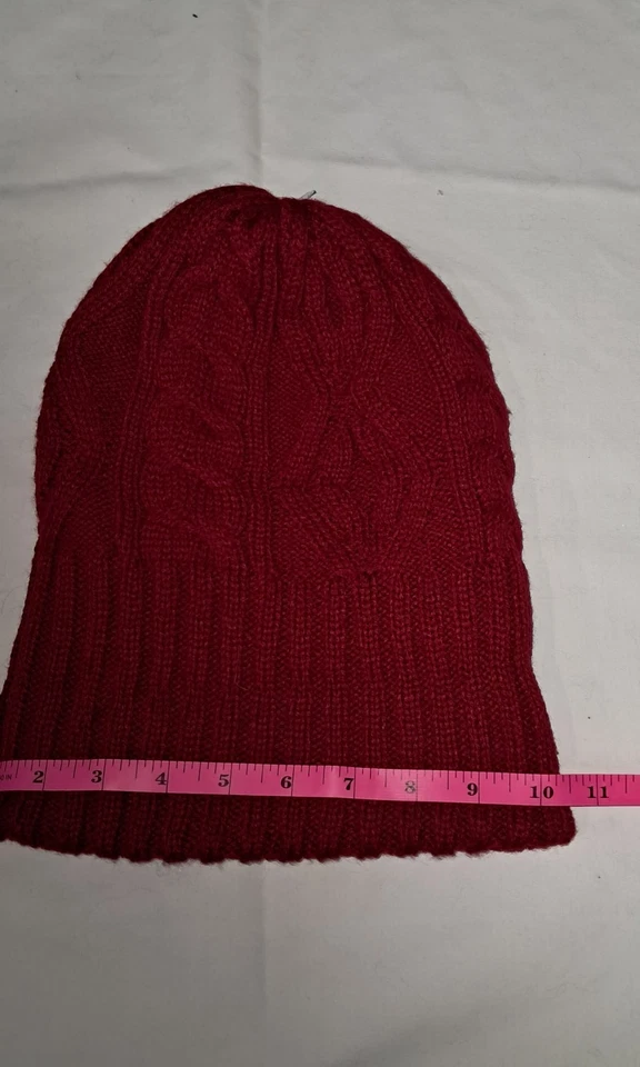 Gorro tejido rojo oscuro - cálido sombrero de invierno para hombre y mujer Foto 4 de 4