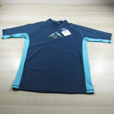 Kanu Shirt Mens Medium Blue Surfing Surf Rash Guard Short Sleeve Beach Sun UPF