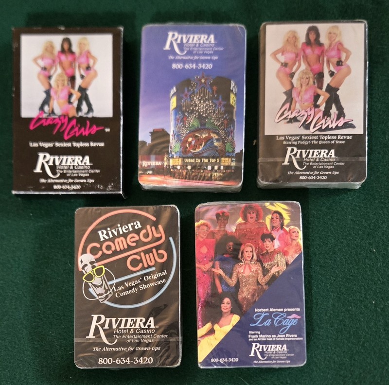 Lot Of 5 Decks Of Vintage Playing Cards From Riviera Hotel Casino Las Vegas