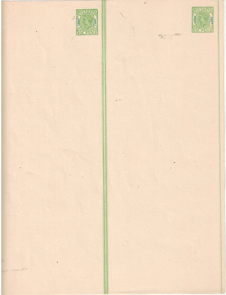 Australia Victoria 1885 Postal Stationery 1/2d Rose & 1d Green Sheets VERY RARE - Image 4 of 4