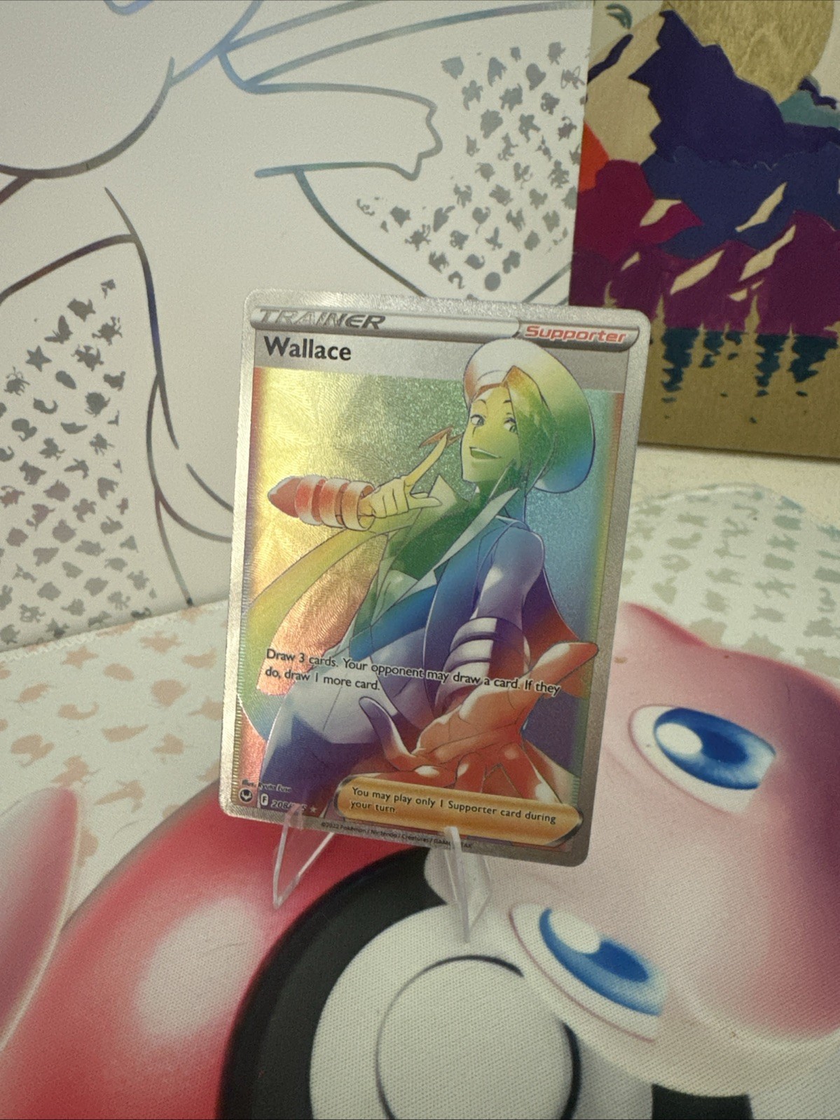 Wallace 208/195 Pokemon TCG Silver Tempest Rainbow Secret Rare Full Art Holo NM