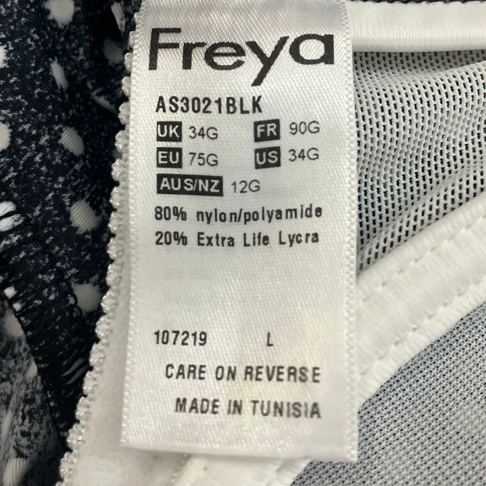 Tankini de natación Freya para mujer negro/blanco con volantes a lunares talla 34G Foto 4 de 4