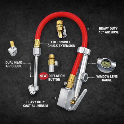 #ad Car Truck Tire Inflator with Pressure Gauge Air Chuck Rubber Hose 10 120 PSI $19.95