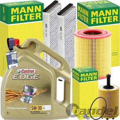 MANN INSPEKTIONSPAKET+CASTROL 5W-30 MOTORÖL passend für 2.0 TDI AUDI A6 C6 4F2/5