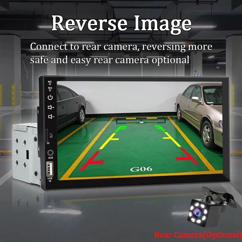 Autoradio 7" 1 Din Touch Screen CarPlay Android Auto Bluetooth USB FM AUX Mirror - Immagine 4 di 4