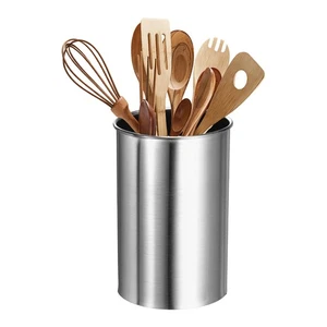Kitchen Utensil Holder, 3.1x4.7" Stainless Steel Utensil Cutlery Holder, Silver