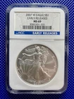 2007  W * NGC * Silver Eagle S$1 * MS 69 * EARLY RELEASES * #3083301-331