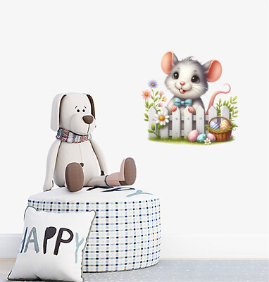 Ostern Maus Ei Blumen Wandbild Schlafzimmer bunte Vinyl Aufkleber Abziehbilder a9857