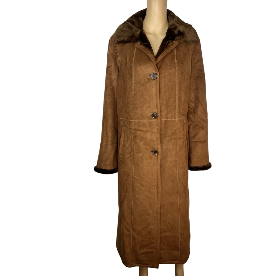 Maxi Abrigo Gallery Mujer Gamuza Talla M Piel Sintética Forrado Sherpa Penny Lane