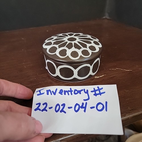 Vintage XENIA TALER Ceramic trinket box engagement presentation brown white Mod - Picture 11 of 11