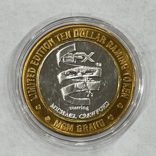 Limited Edition $10 Gaming Token Michael Crawford MGM Grand .999 Silver, EFX - Picture 2 of 3