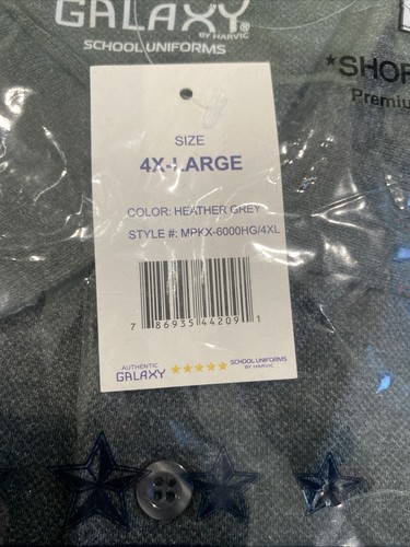 Authentic Galaxy School Uniform Polo Shirt Heather Gray Size 4XL - Picture 6 of 6