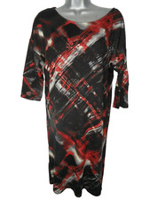SMASHED LEMON Tunic Midi Dress Size UK 10 Jersey Stretch Abstract Black Orange