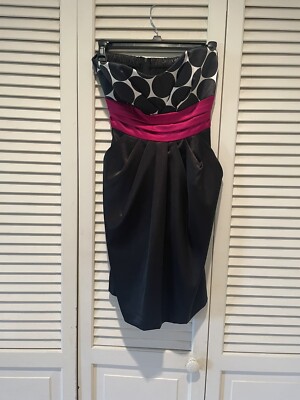 Satin Short strapless Semi Formal Dress Size with pockets