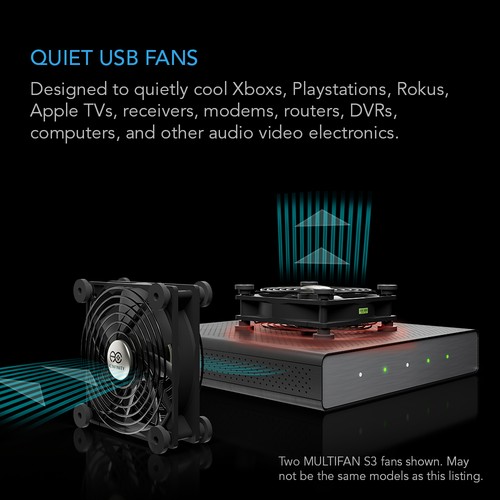 MULTIFAN S7-P, Quiet Dual 120mm AC-Powered Cooling Fan for Receiver DVR Cabinets - Picture 2 of 7