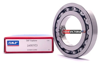 SKF 16007 C3 DEEP GROOVE BALL BEARING, OPEN TYPE, NO SEALS 35x62x9 mm ...