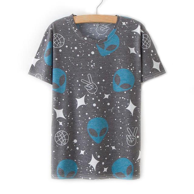 Alien Peace Relax Tee Casual Top for Women