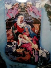 Christmas Bucilla Needlepoint Stocking Kit, NATIVITY,Manger,Family,Gillum,60712