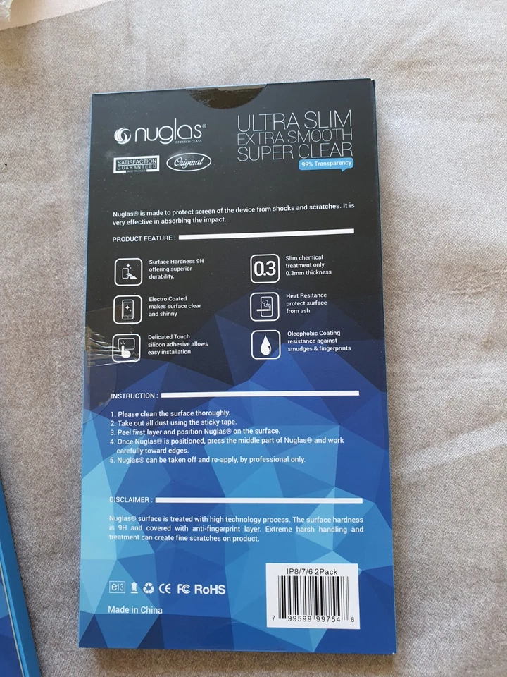 3X Genuine NUGLAS Tempered Glass Screen Protector for Apple iPhone 8 7 6 6S NEW - Image 4 of 4