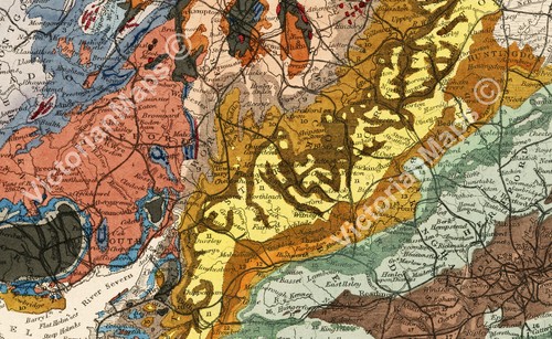 antike viktorianische geologische Karte England Wales R Murchison 1842 Kunstdruck Poster - Bild 4 von 15