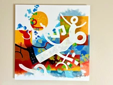 Mother and Child Oil Painting on Canvas Art Deco Modernism 20 x 20