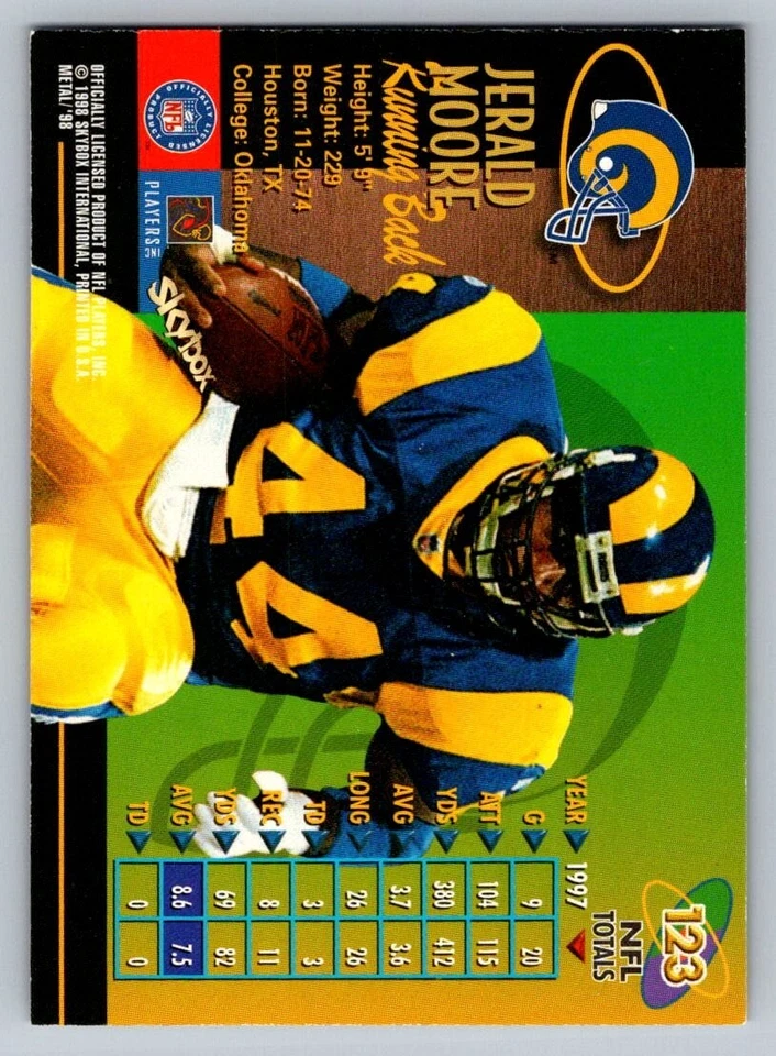 1998 Metal Universe - Jerald Moore #123 - Image 2 of 2