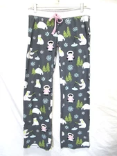 P.J. Salvage Size Small Gray Eskimo Polar Bear Print Pajama Bottoms