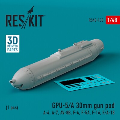 GPU-5/A 30mm Gun Pod (1 Stück) Maßstab 1:48 ResKit RS48-0138 - für Plastikmod...