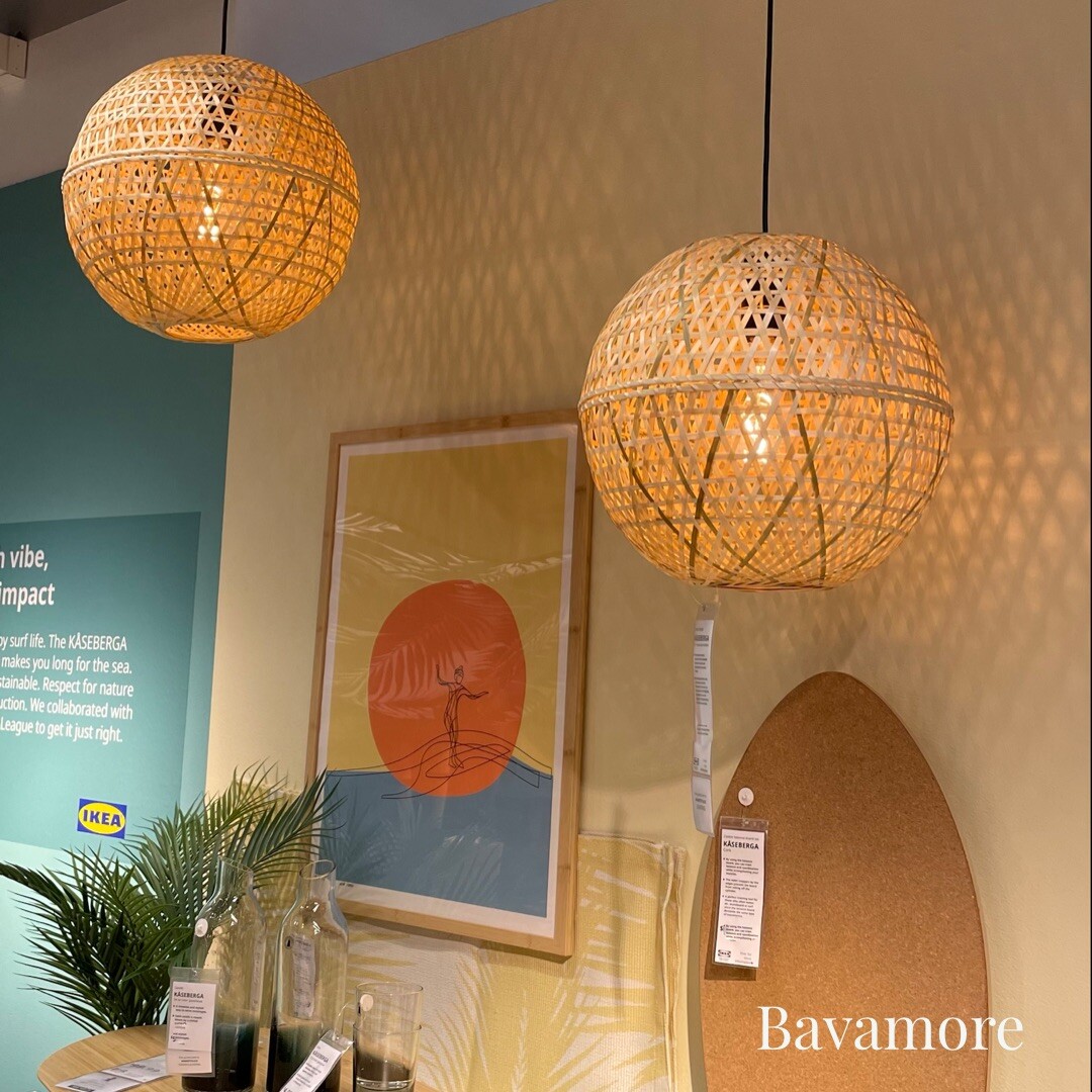 ikea KASEBERGA Lamp shade, handmade bamboo Lattice 15