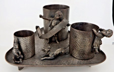 4-częściowy zestaw do palenia z pojemnikiem na zapałki Pyrogène ręcznie robiony około 1900 roku (99726)