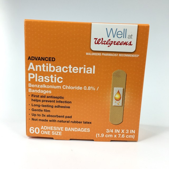 Walgreens Antibacterial Plastic Adhesive Bandages, 60 ea 3/4" x 3