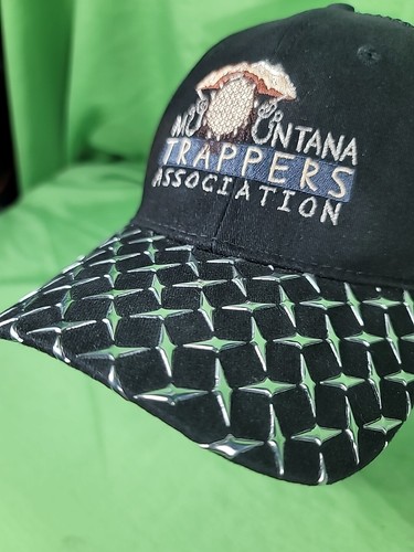 All Black 'Montana Trappers Association' Hat - Strapback Mesh Textured Bill Brim - 第 3/10 張圖片