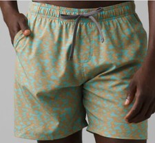 prAna Plunge Sz Medium M Men's Swim Boardshort Trunks Shorts 6"L Aqua Current