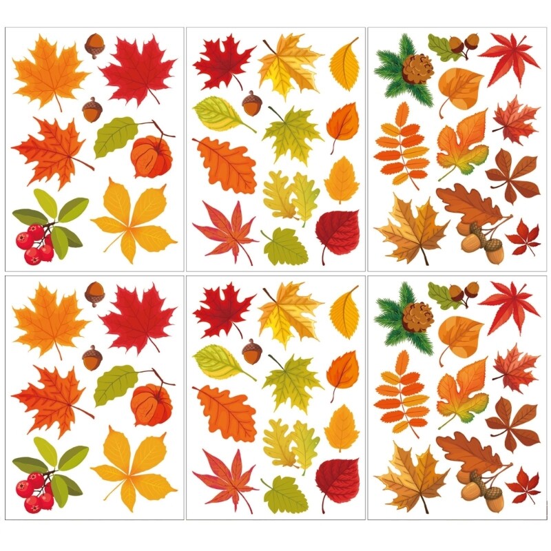 Fall Window Stickers Autumn Thanksgiving Decor for Living Room