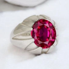 Ruby Oval Cut Gemstone With 925 Sterling Silver Ring For Men's #A91 *