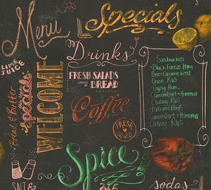 Kitchen Wallpaper Chalkboard Menu Feature Vinyl Wallpaper A S