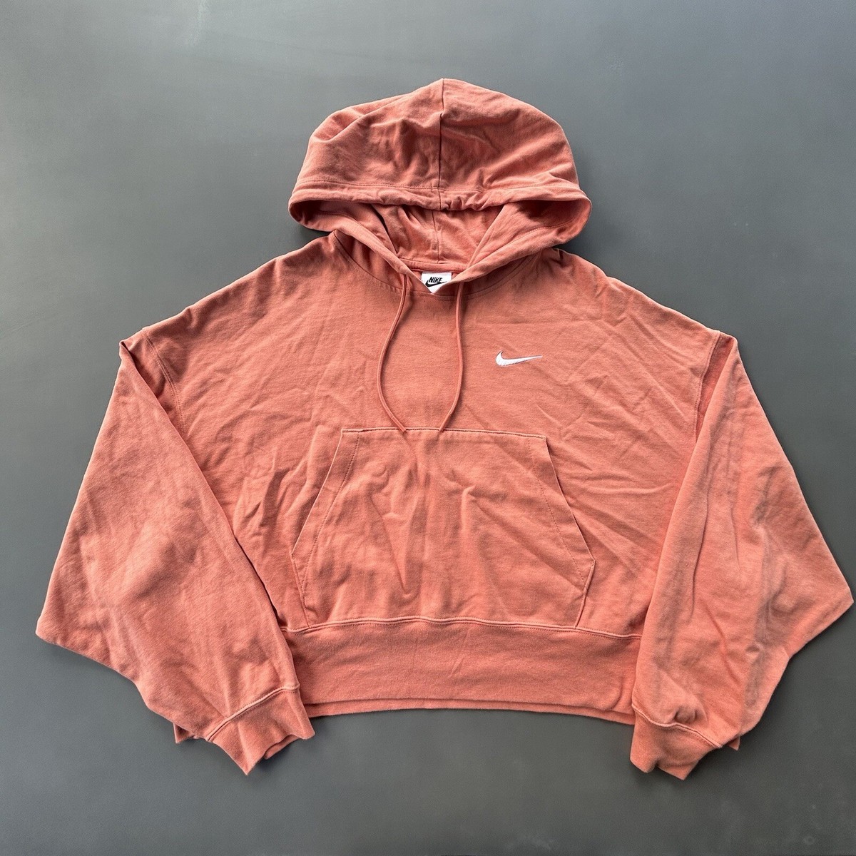 Nike Sportswear Orange Oversized Pullover Hoodie Sweatshirt Logo