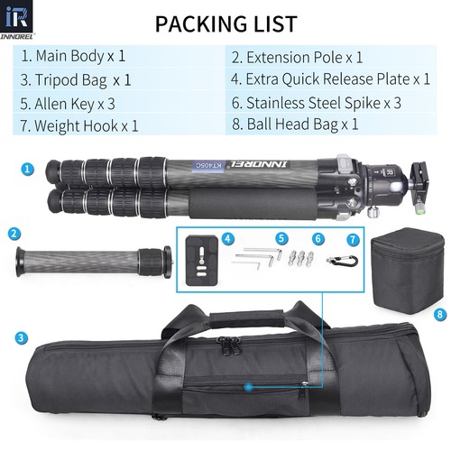 INNOREL KT405C 5 Sections Compact Carbon Fiber Camera Tripod for Digital DSLR - Picture 7 of 23