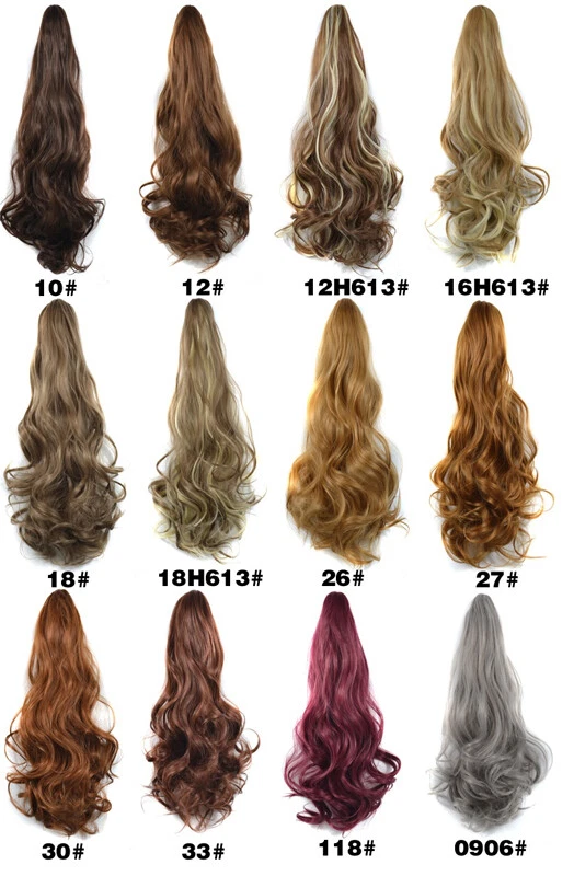 Peluca cola de caballo garra clip largo ondulado alto cola de caballo pelo varios colores Foto 3 de 4