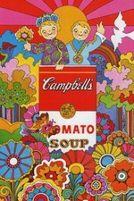 Vintage Campbells Soup 7x10 Retro 60's 70's Cotton Quilt Crafting Fabric Block