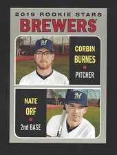 2019 Topps Heritage #88 CORBIN BURNES Raw - Milwaukee Brewers - RC; w/ Nate Orf