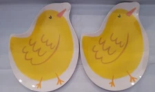 Set of 2 Spritz Melamine Easter Chick Plates Decor Kids Table Spring 10"x8"