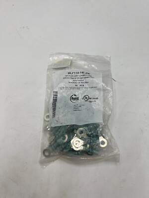 Pack of 50-Crimp Soldered Seal Ring Terminal, Blue, 16-14 Awg, 1/4'' Stud Size