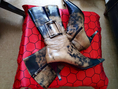 LORIBLUE natural fur lined boots, high heels, Made in Italy size 39