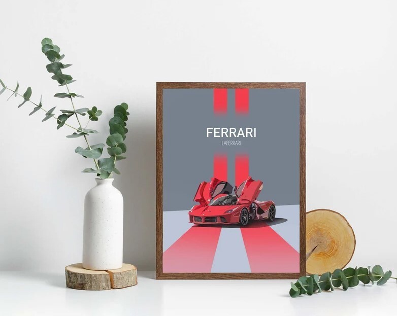 Ferrari LaFerrari hypercar poster printable wall art
