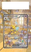 Pokemon Extended Art Insert for PSA Slab + Metallic Black Case- 151 Alakazam