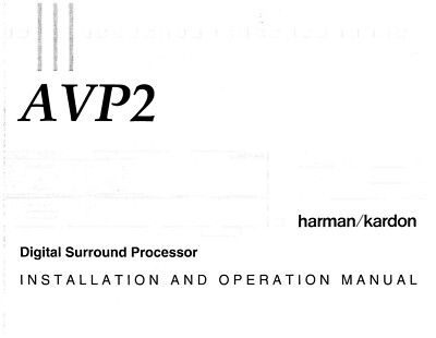 Bedienungsanleitung-Operating Instructions für Harman Kardon AVP 2