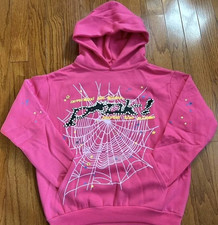 Spyder Girls Pink Pullover Hoodie M Hooded Spider Web Graphic Print