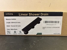 Webang Linear Shower Drain 12 Inches Matte Black Stainless Steel New in box